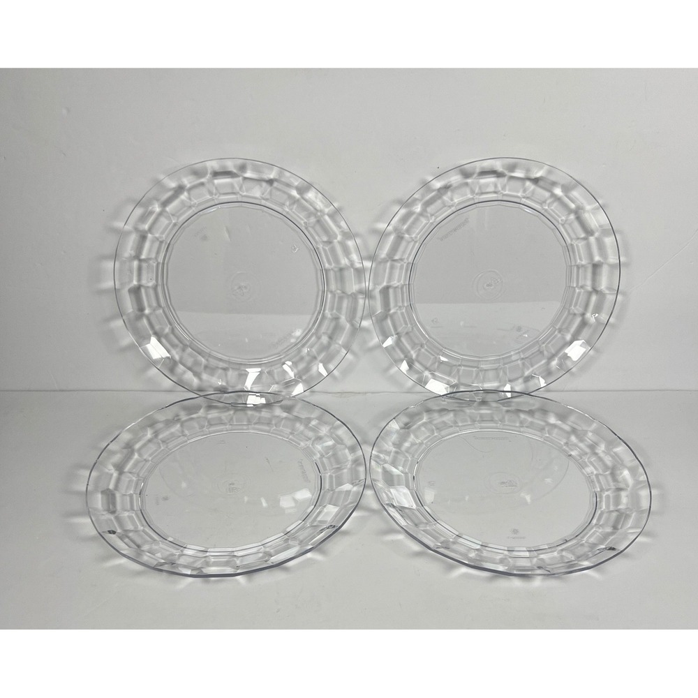 Tupperware Ice Prisms 8" Round Acrylic Elegant Plates 4pc Set Clear New